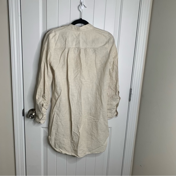 J Crew linen‎ beach cream oversized shirt XS minimalist vacation - Picture 6 of 7
